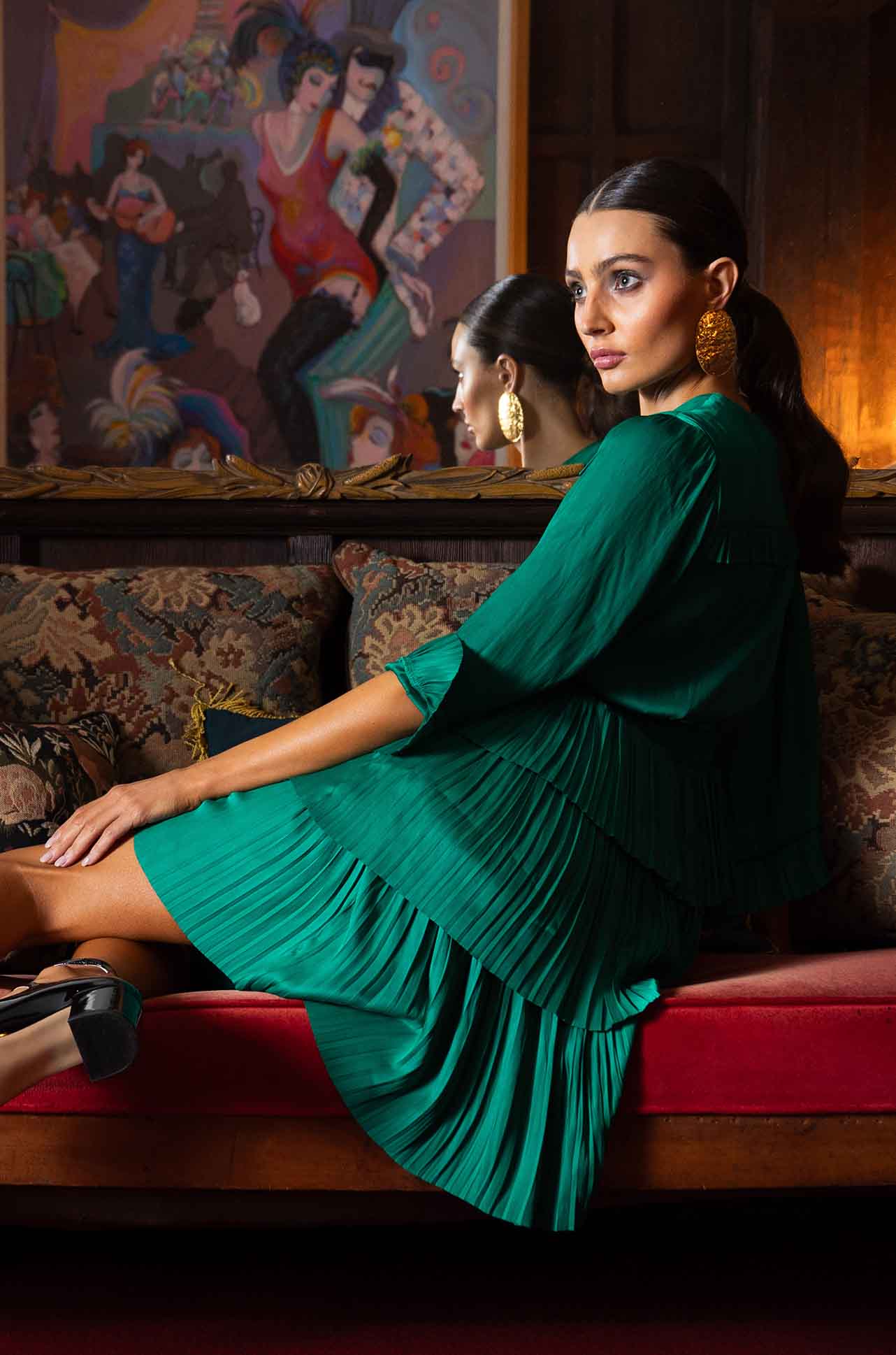 Hale Bob - Esmeralda L/S V Neck Solid Dress