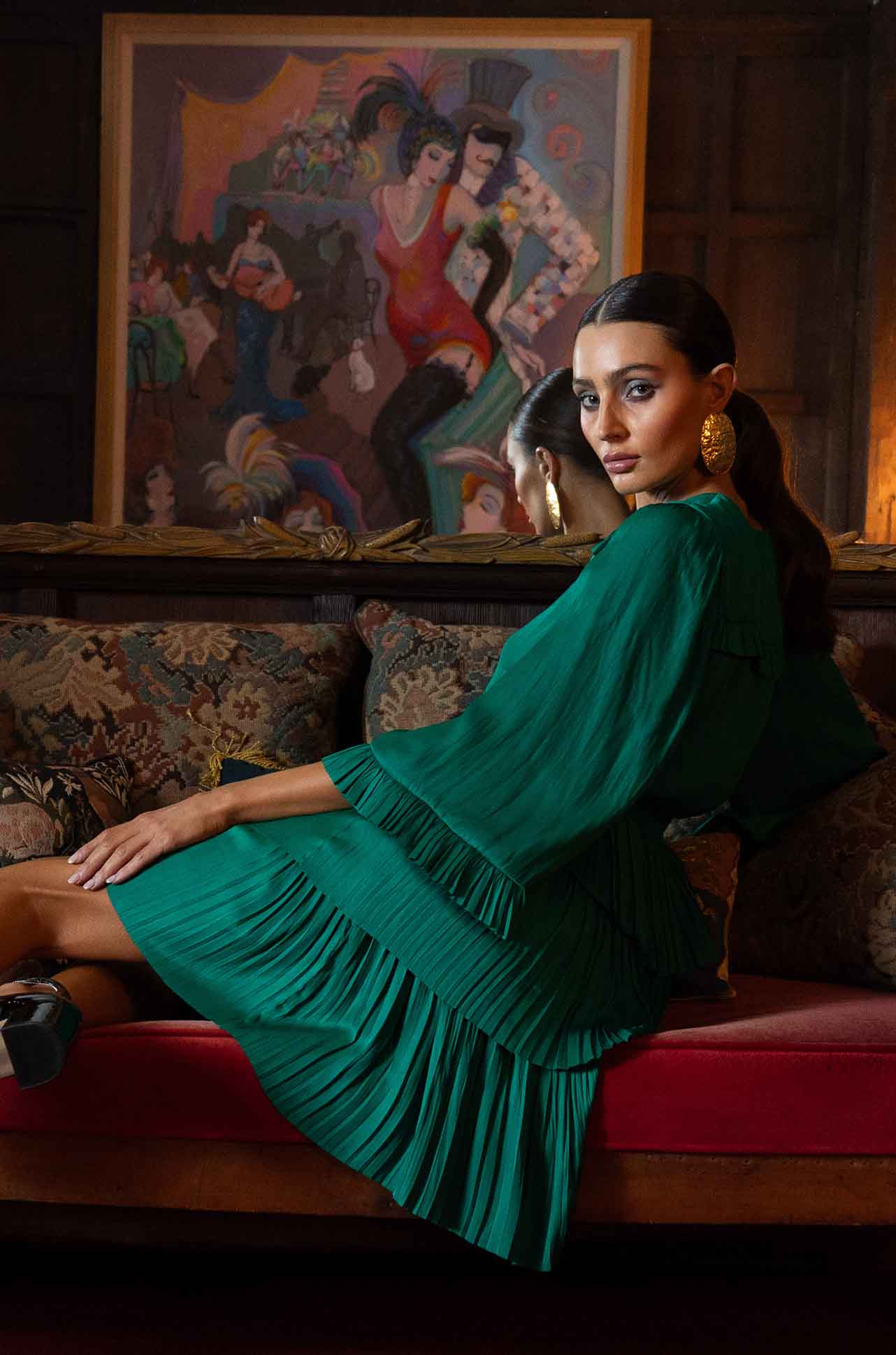 Hale Bob - Esmeralda L/S V Neck Solid Dress