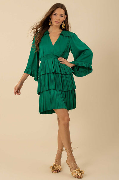 Hale Bob - Esmeralda L/S V Neck Solid Dress