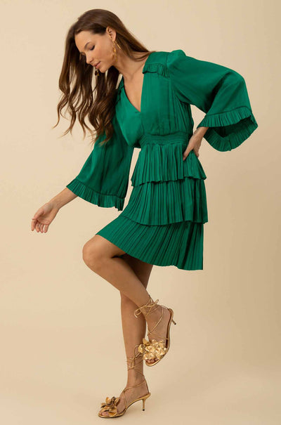 Hale Bob - Esmeralda L/S V Neck Solid Dress