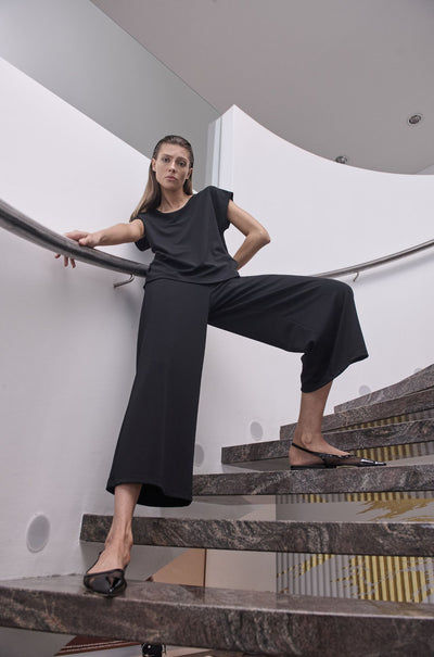 Mela Purdie - Crop Palazzo Pant in Powder Knit