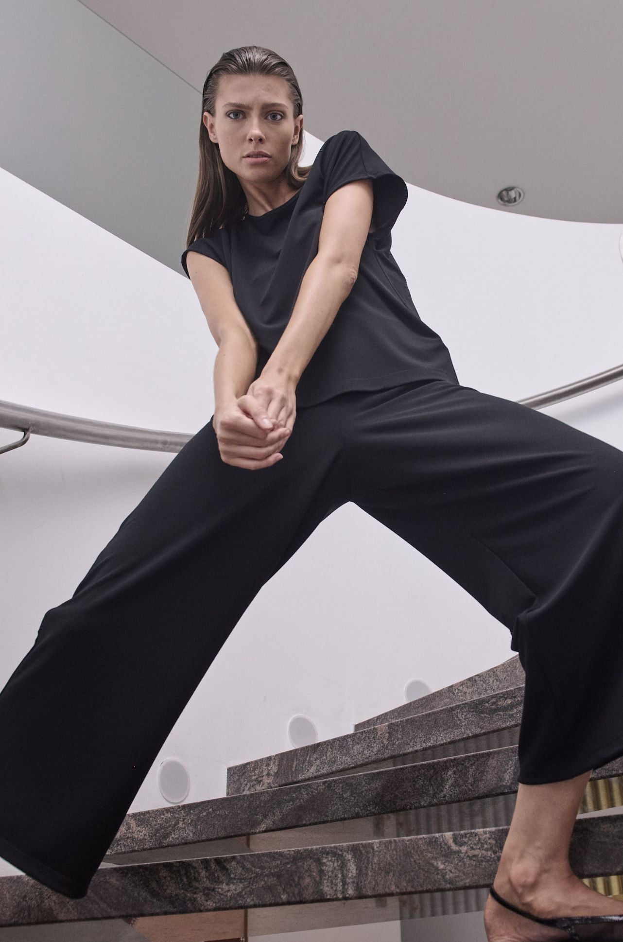 Mela Purdie - Crop Palazzo Pant in Powder Knit