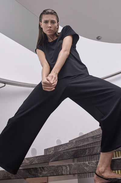 Mela Purdie - Crop Palazzo Pant in Powder Knit