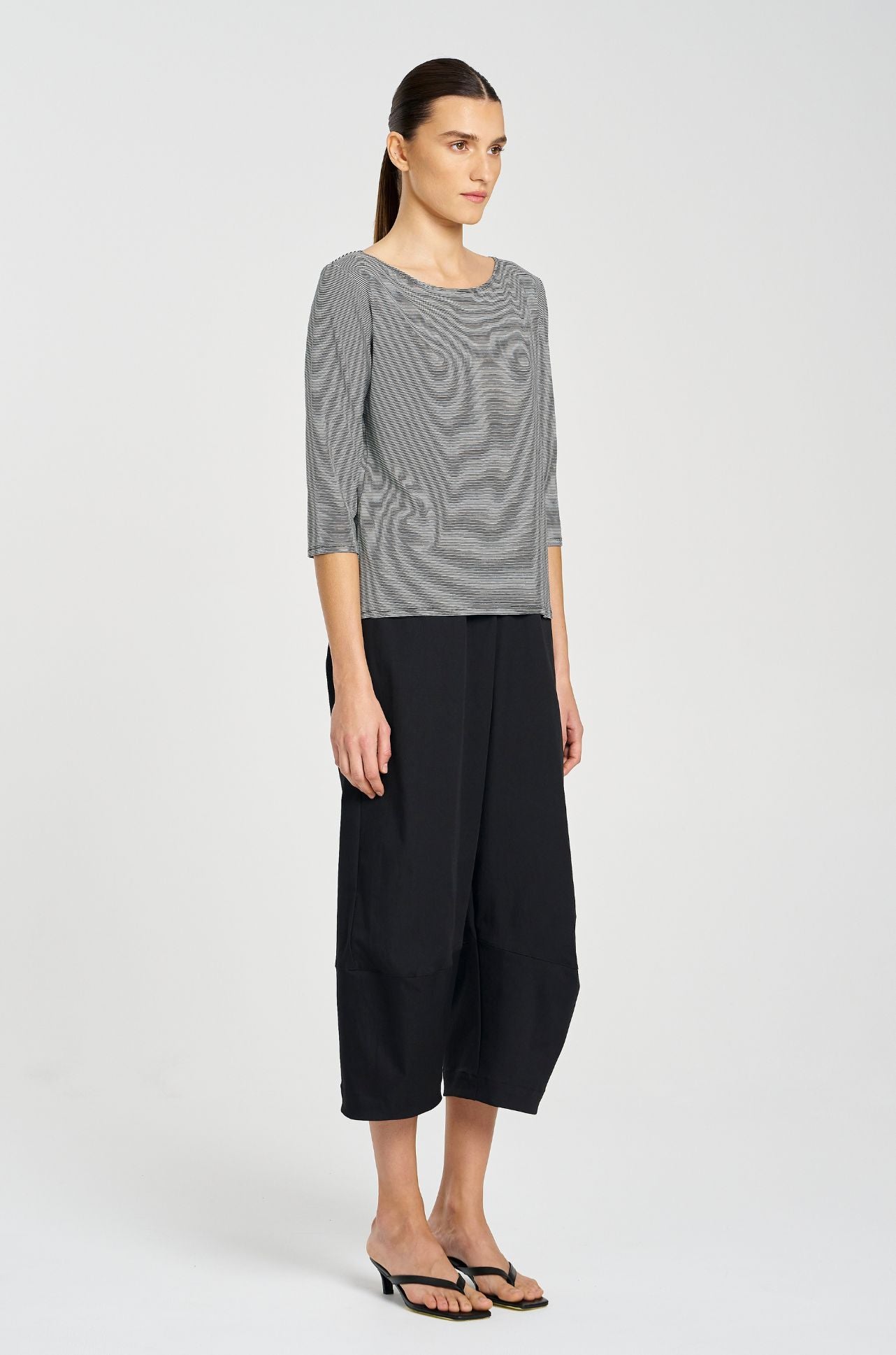Mela Purdie - Relaxed Boat Neck in Caviar Stripe Jersey
