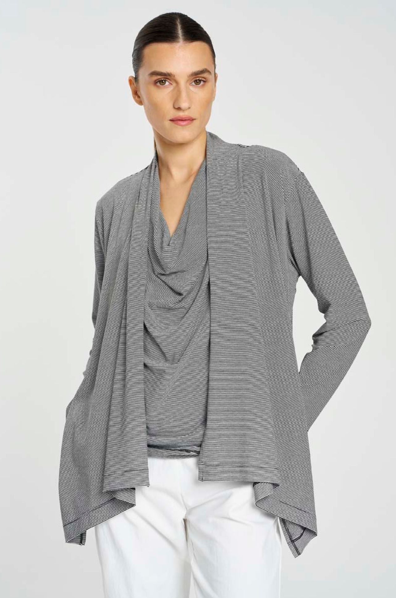 Mela Purdie - Club Jacket in Caviar Stripe Jersey