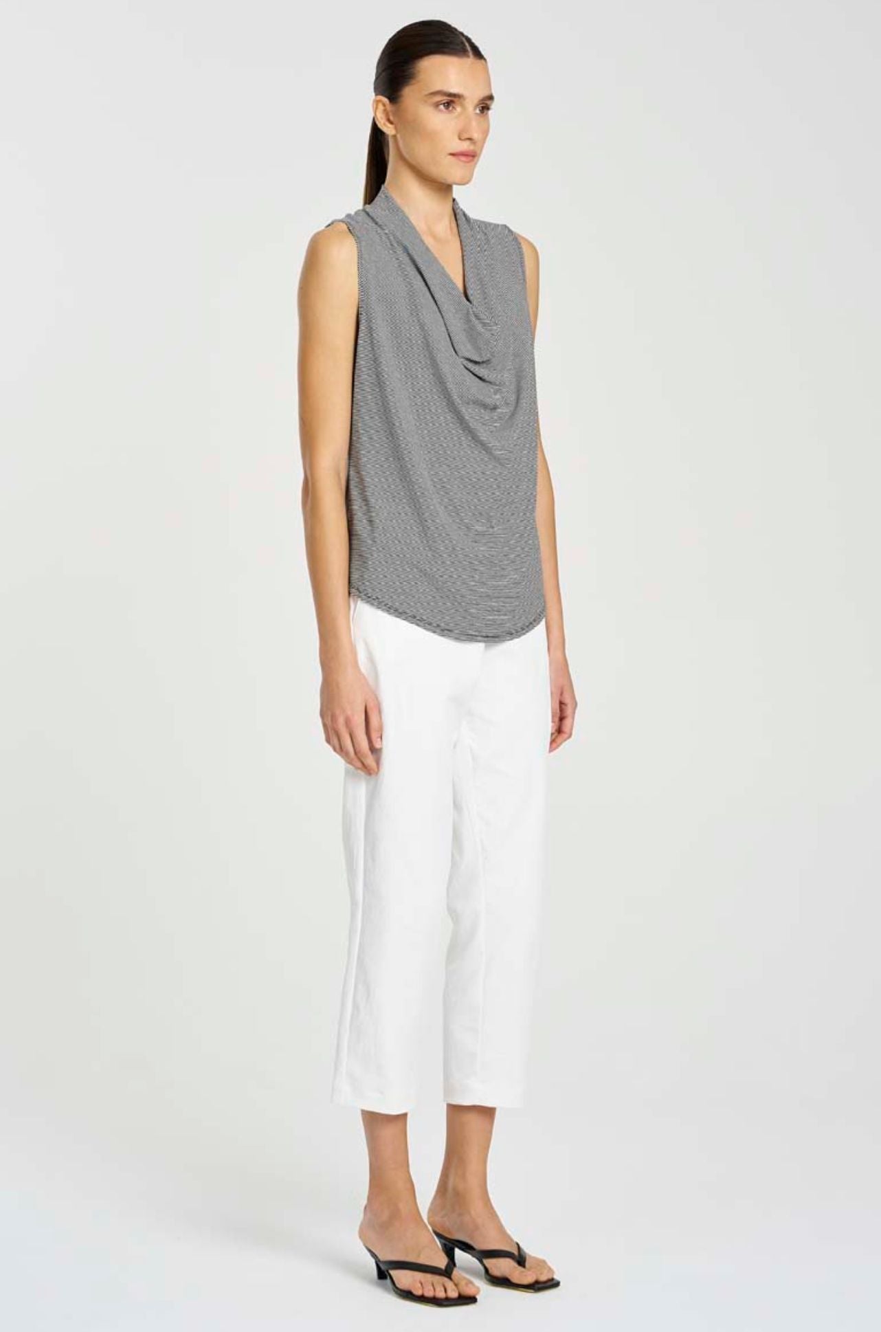 Mela Purdie - Drape Shell in Caviar Stripe Jersey