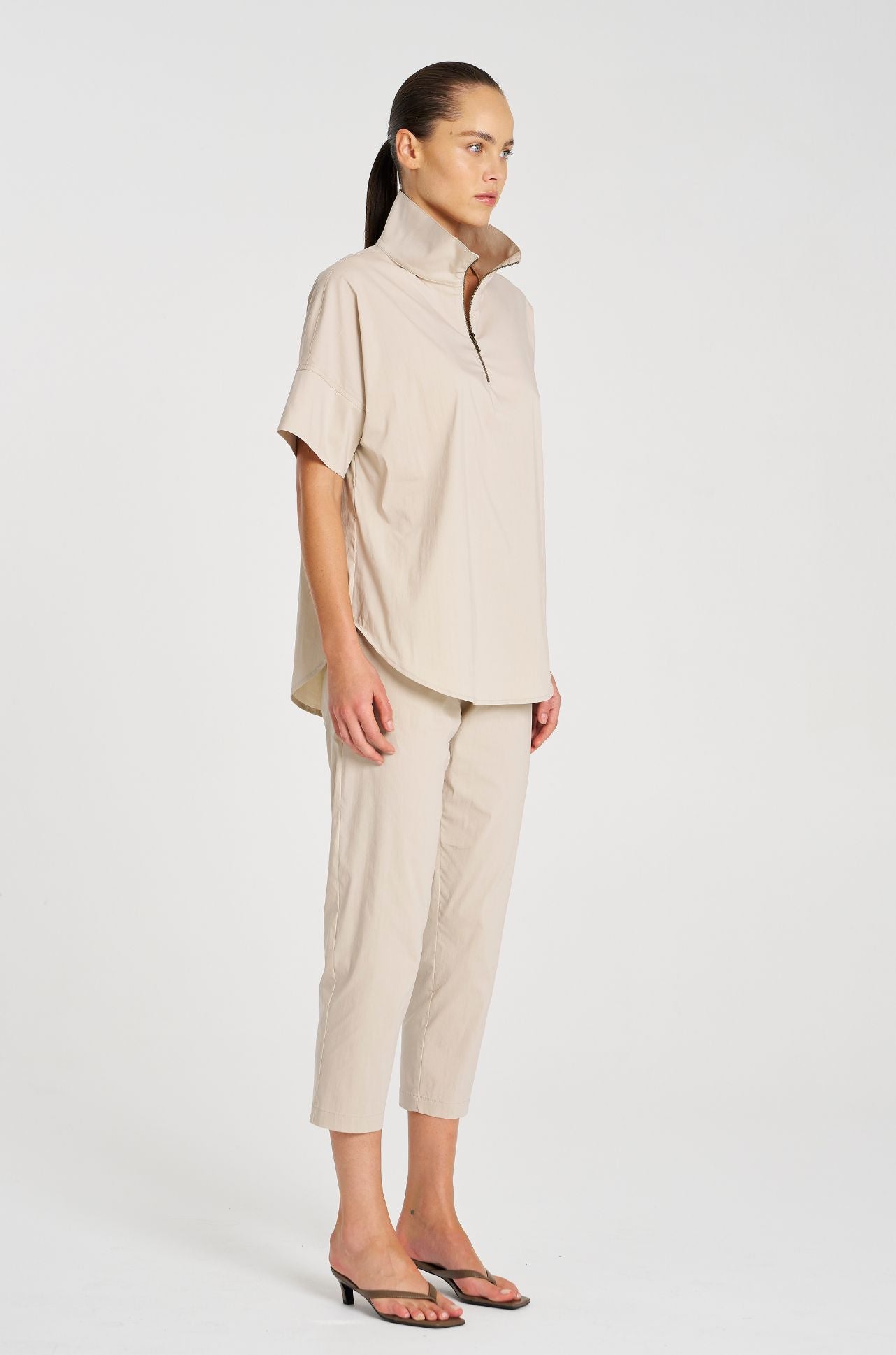 Mela Purdie - Half Zip Shirt in Biscotti