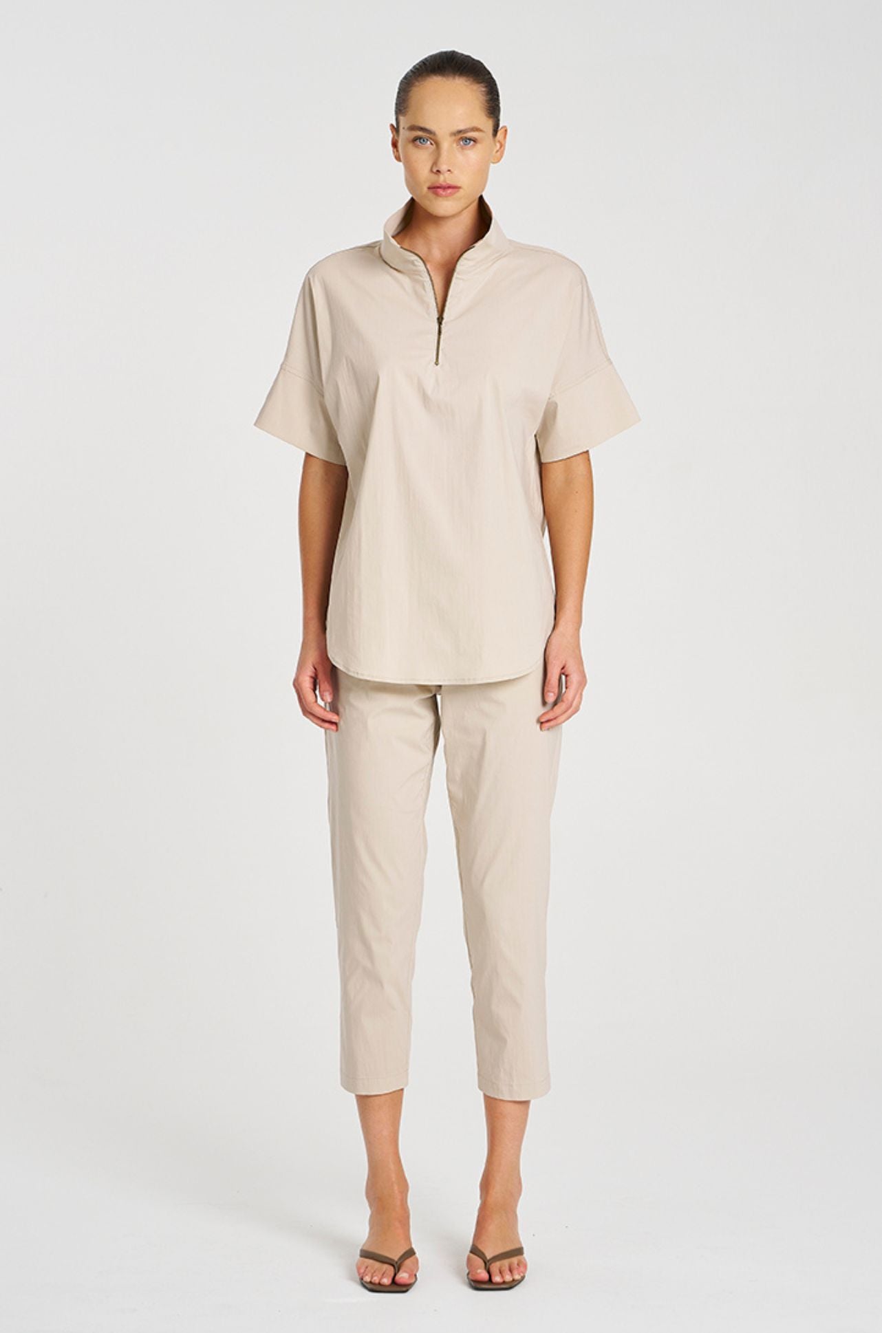 Mela Purdie - Half Zip Shirt in Biscotti