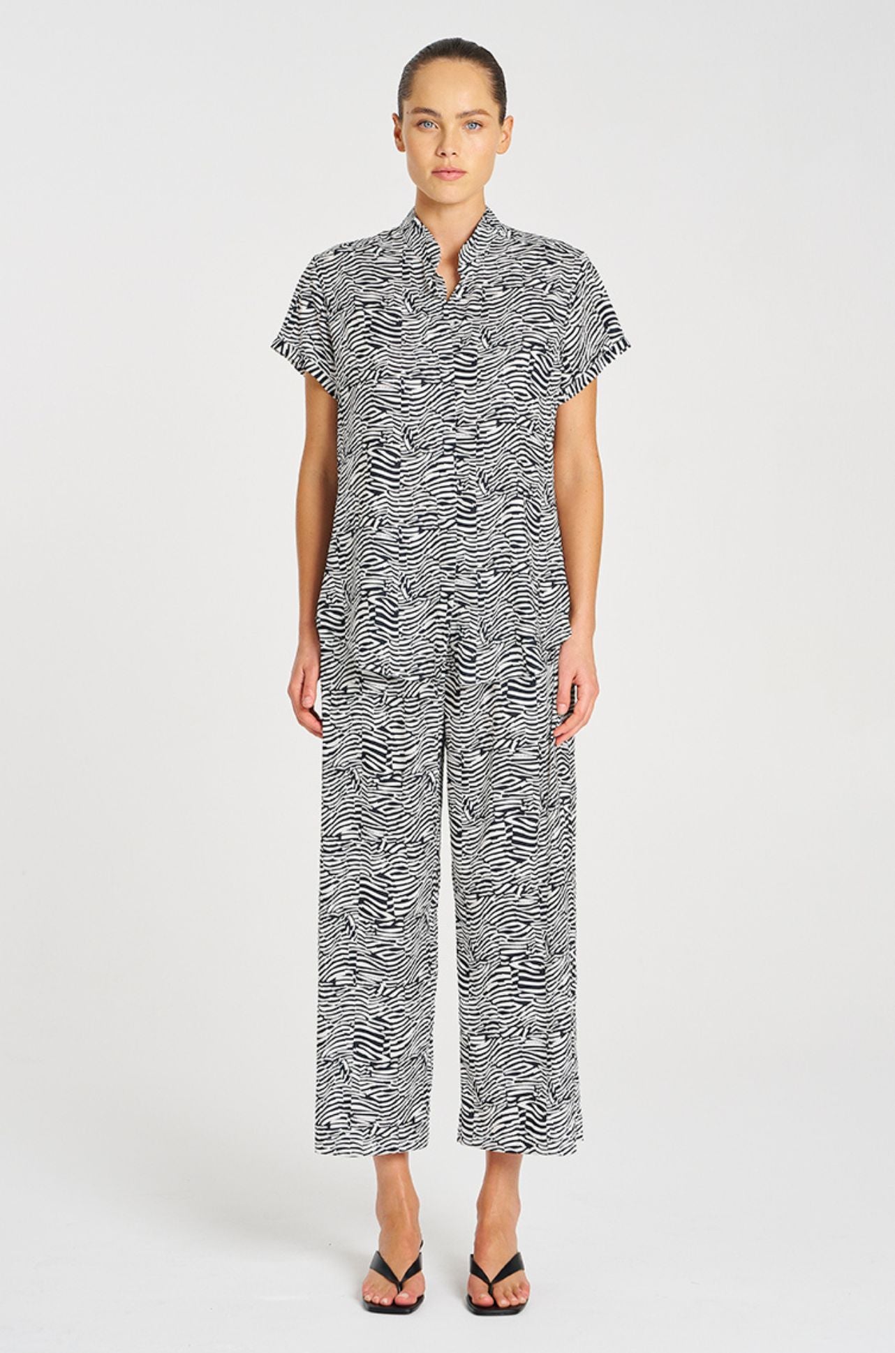 Mela Purdie - Stand Shirt in Terrain Print Charmeuse
