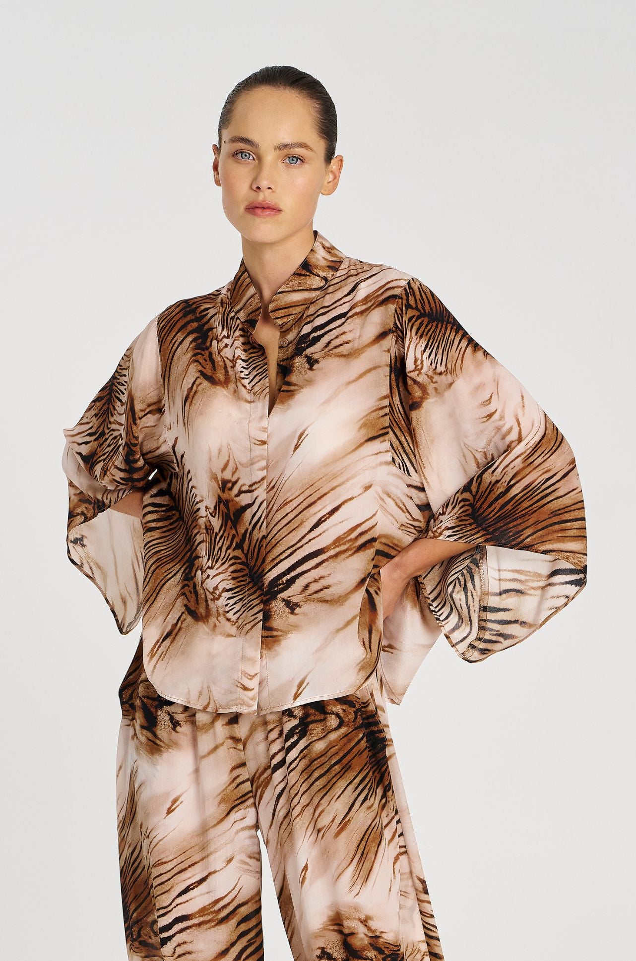 Mela Purdie - Fezz Shirt in Silk Tiger Print