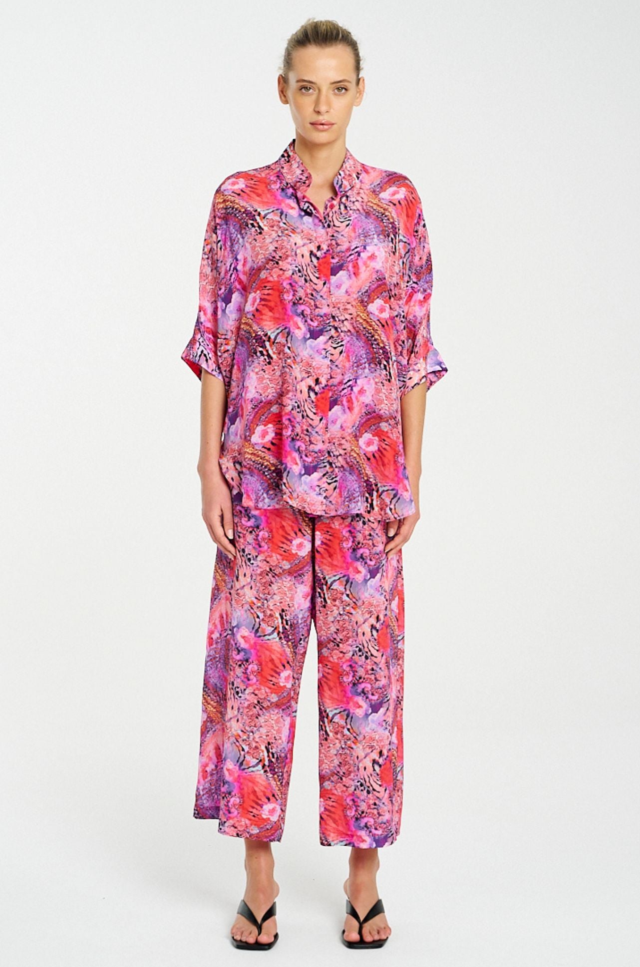 Mela Purdie - Villa Overshirt in Kaleidoscope Print Silk
