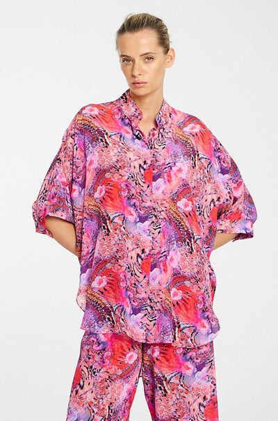 Mela Purdie - Villa Overshirt in Kaleidoscope Print Silk