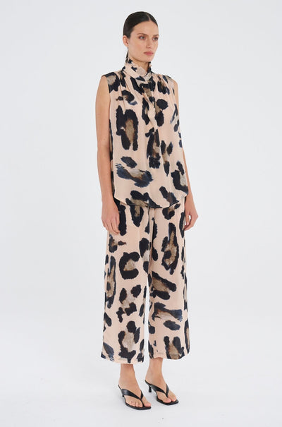 Mela Purdie - Frill Neck Tank in Blurr Print Silk