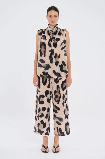 Mela Purdie - Frill Neck Tank in Blurr Print Silk