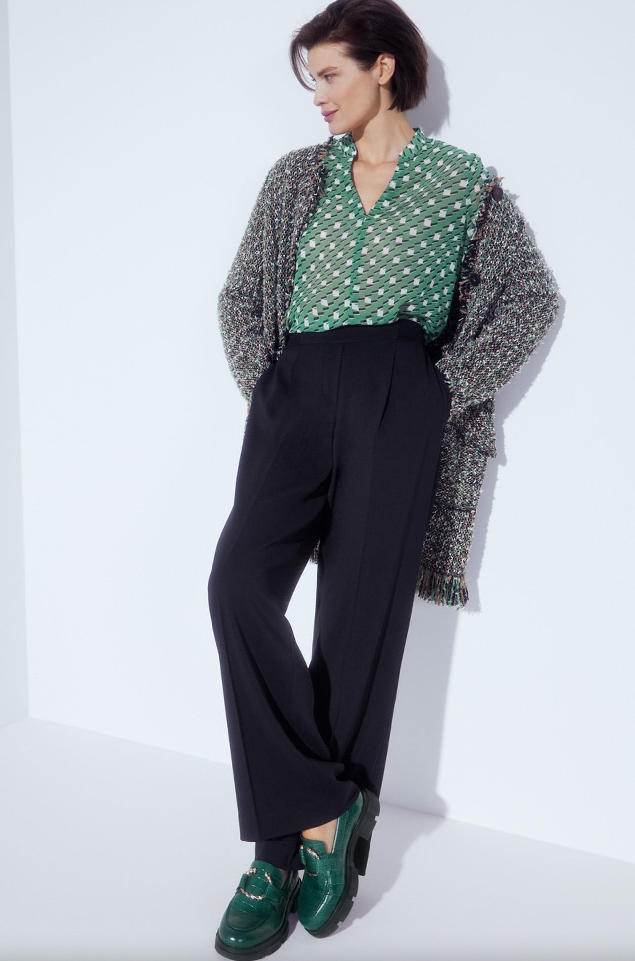 Marc Cain - Frayed Edge Tweed Knit Coat