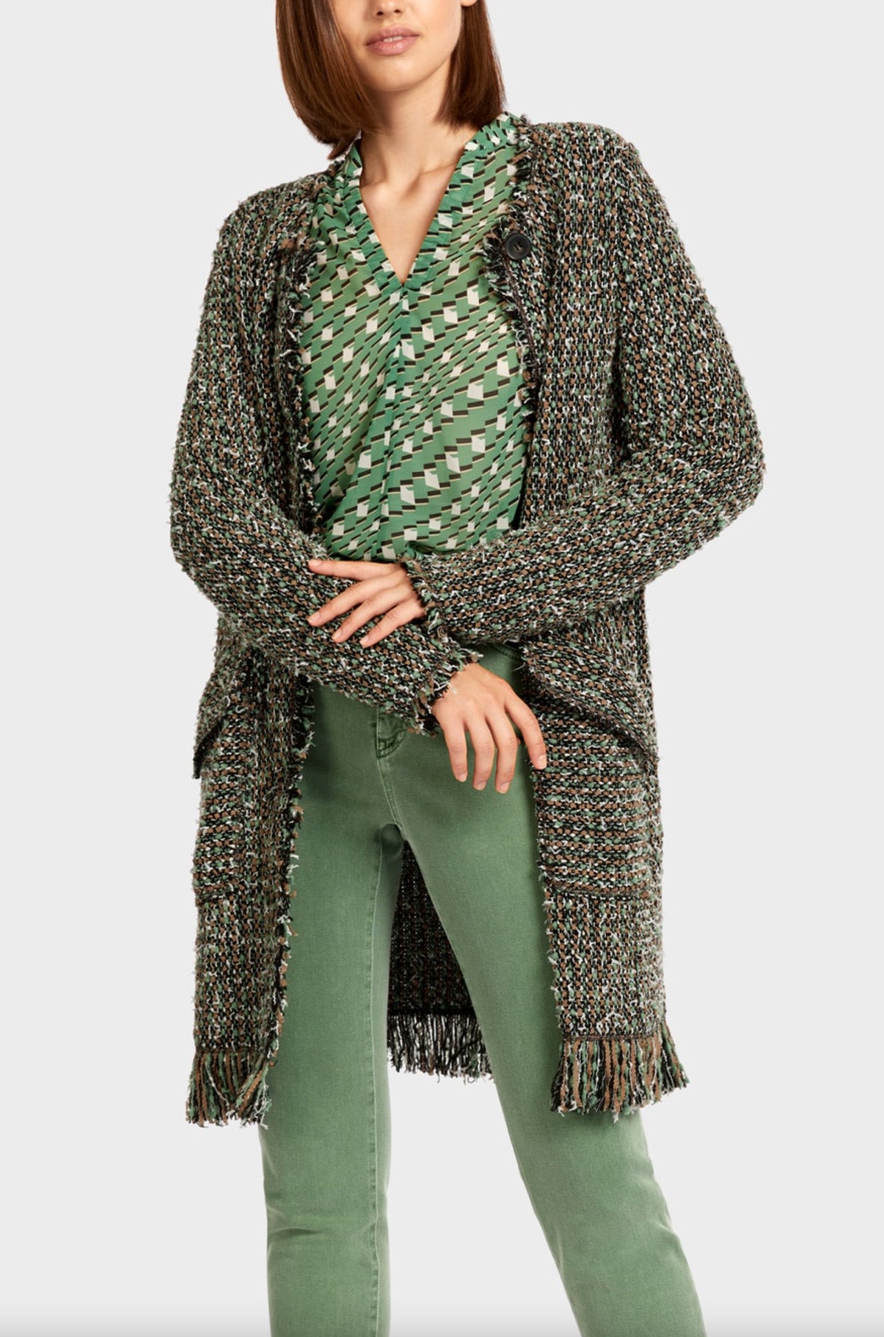 Marc Cain - Frayed Edge Tweed Knit Coat