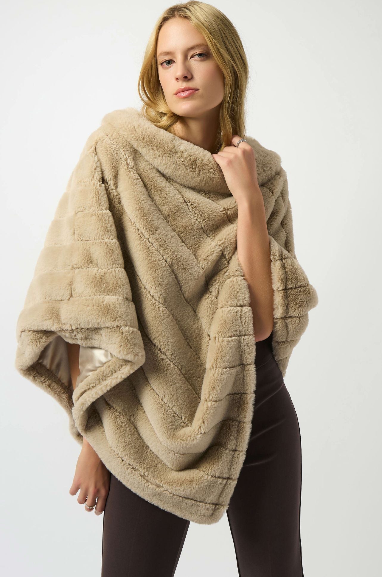 Joseph Ribkoff - Faux Fur Textured Stripe Poncho