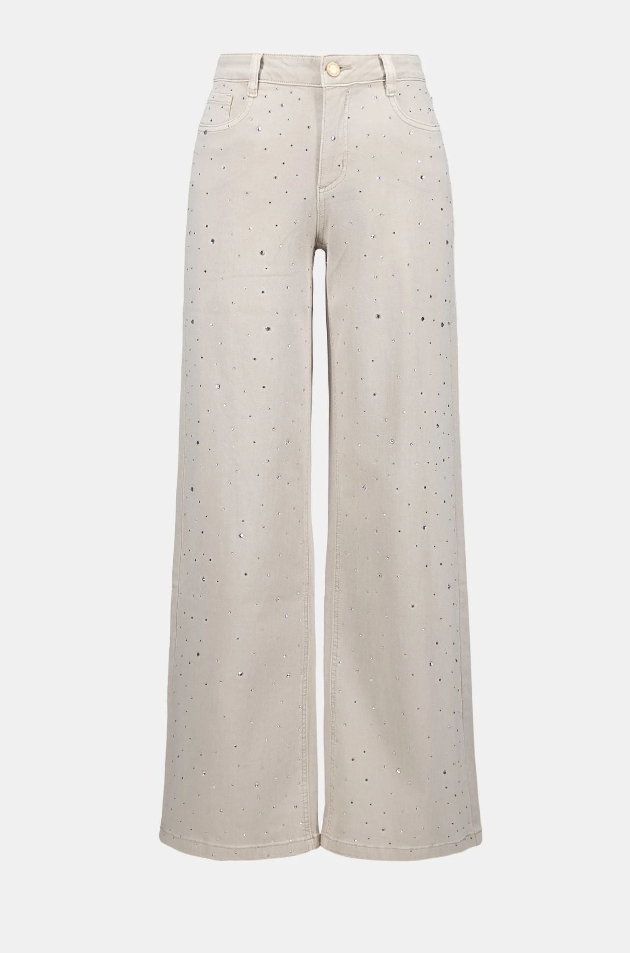 Joseph Ribkoff - Featherweave Denim Wide Leg Jeans with Rhinestones