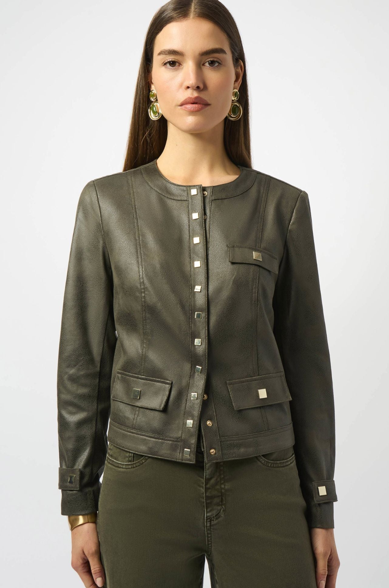 Joseph Ribkoff - Foiled Faux Suede Fitted Jacket
