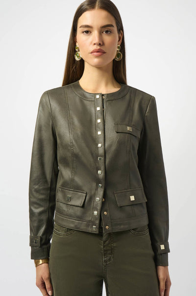 Joseph Ribkoff - Foiled Faux Suede Fitted Jacket