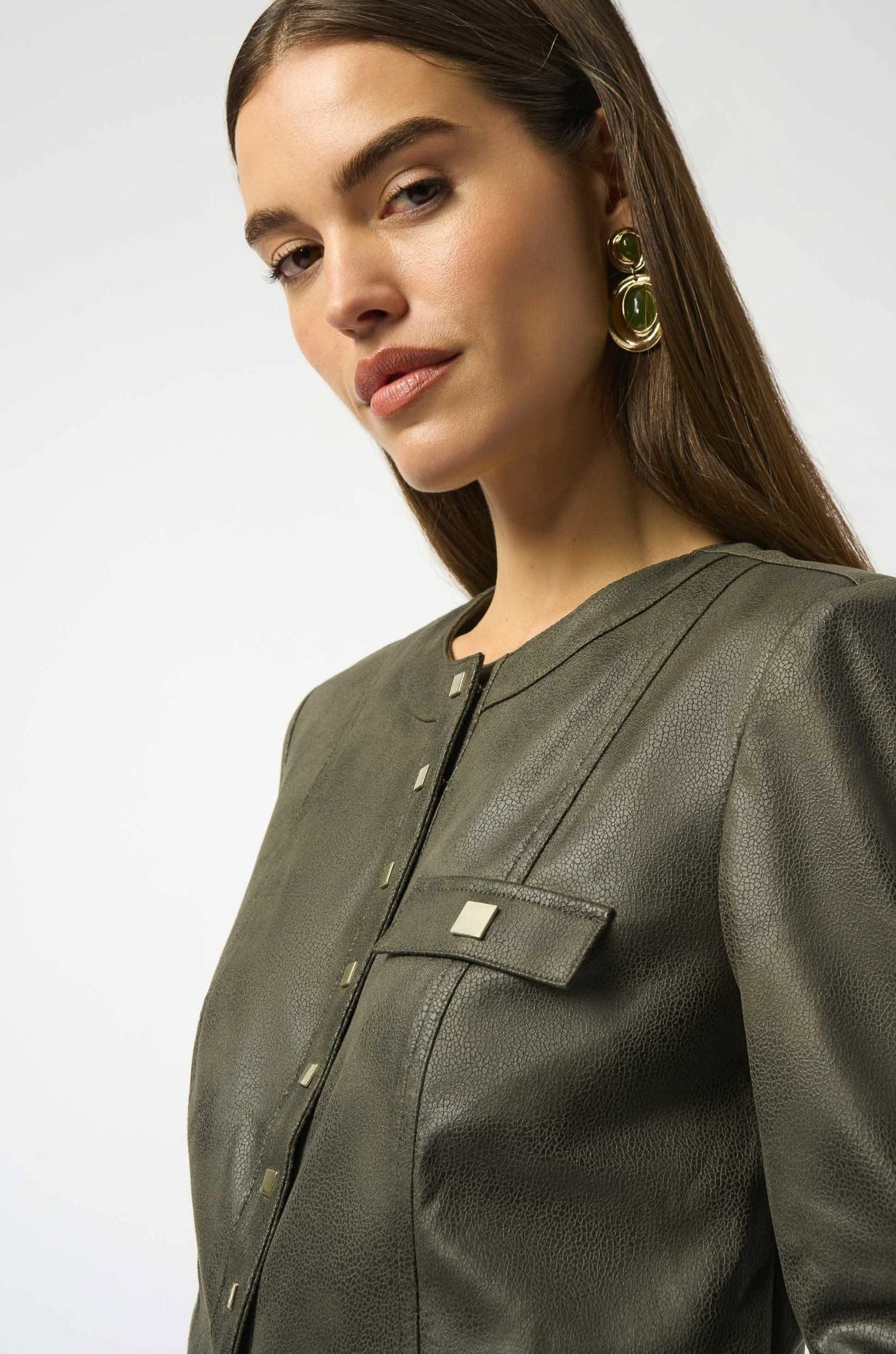 Joseph Ribkoff - Foiled Faux Suede Fitted Jacket