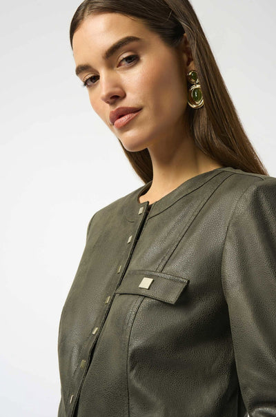 Joseph Ribkoff - Foiled Faux Suede Fitted Jacket