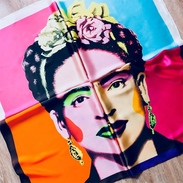 Valetta Silk Scarves - Frida Kalho Scarf in Purple
