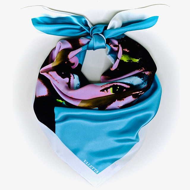 Valetta Silk Scarves - Frida Kalho Scarf in Blue