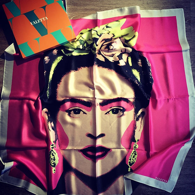 Valetta Silk Scarves - Frida Kalho Scarf in Pink
