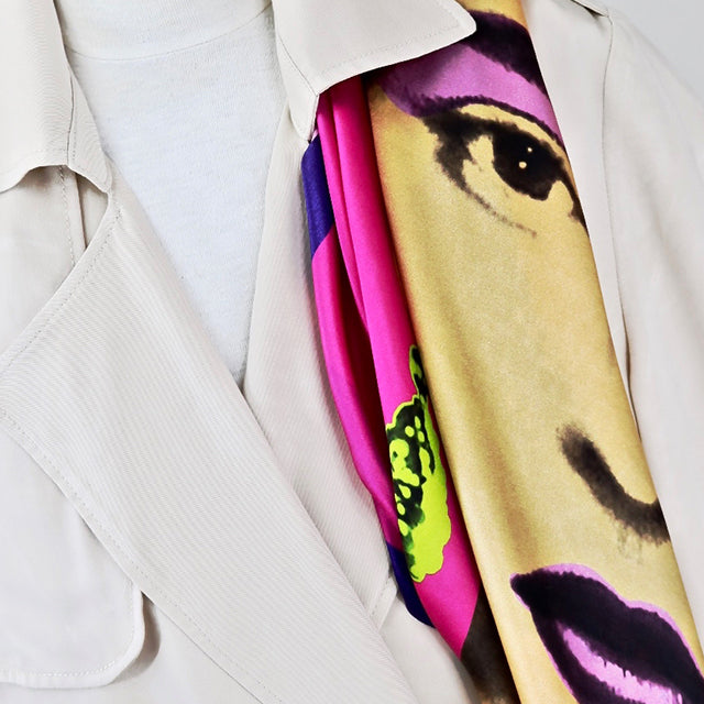 Valetta Silk Scarves - Frida Kalho Scarf in Purple