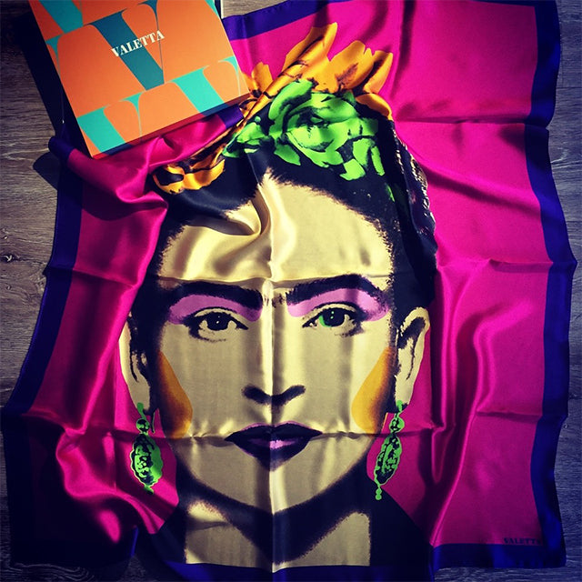 Valetta Silk Scarves - Frida Kalho Scarf in Purple