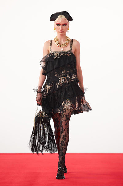 Camilla - Flamenco Folklore Asymmetric Spliced Lace Mini Dress