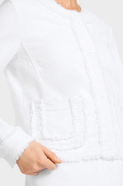 Marc Cain - Fringed Jacket with Floral Buttons