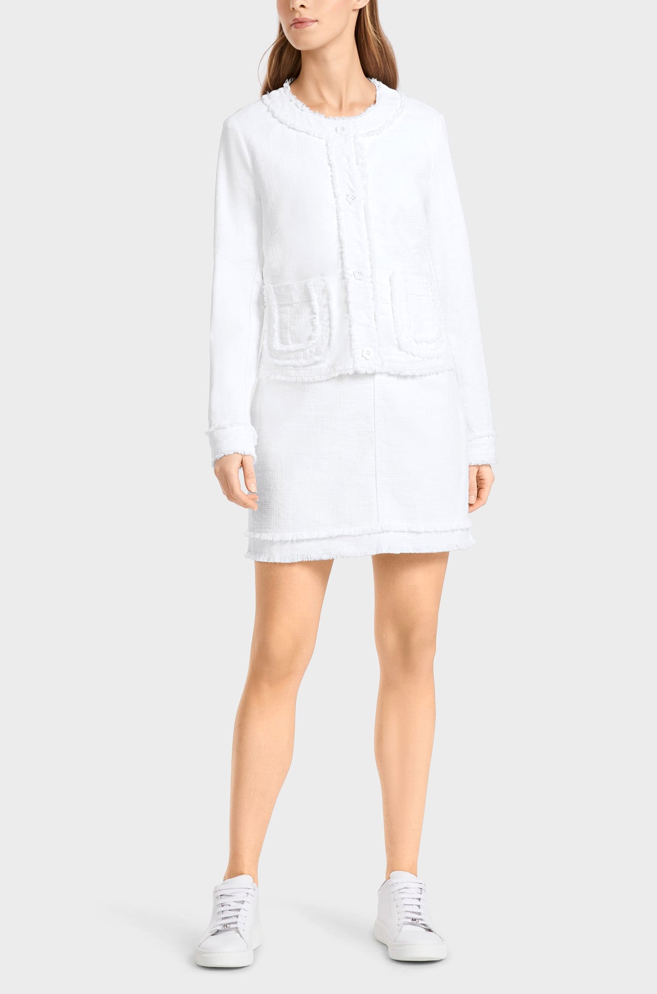 Marc Cain - Fringed Jacket with Floral Buttons