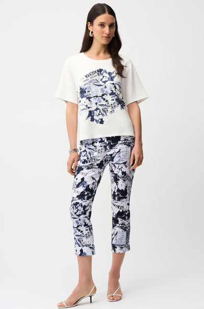 Joseph Ribkoff - Front Print Straight Tshirt with Rhinestones