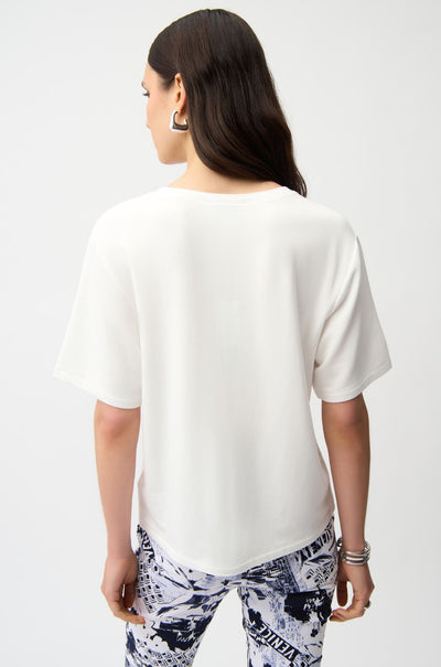 Joseph Ribkoff - Front Print Straight Tshirt with Rhinestones