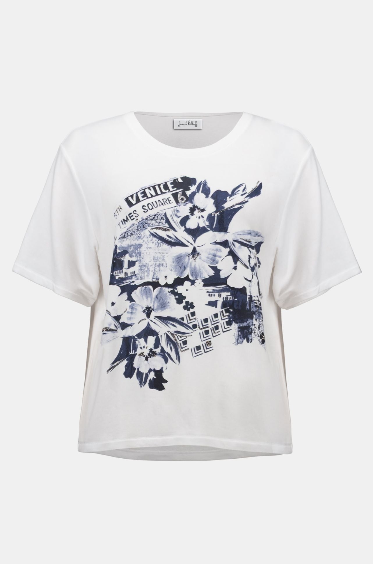 Joseph Ribkoff - Front Print Straight Tshirt with Rhinestones