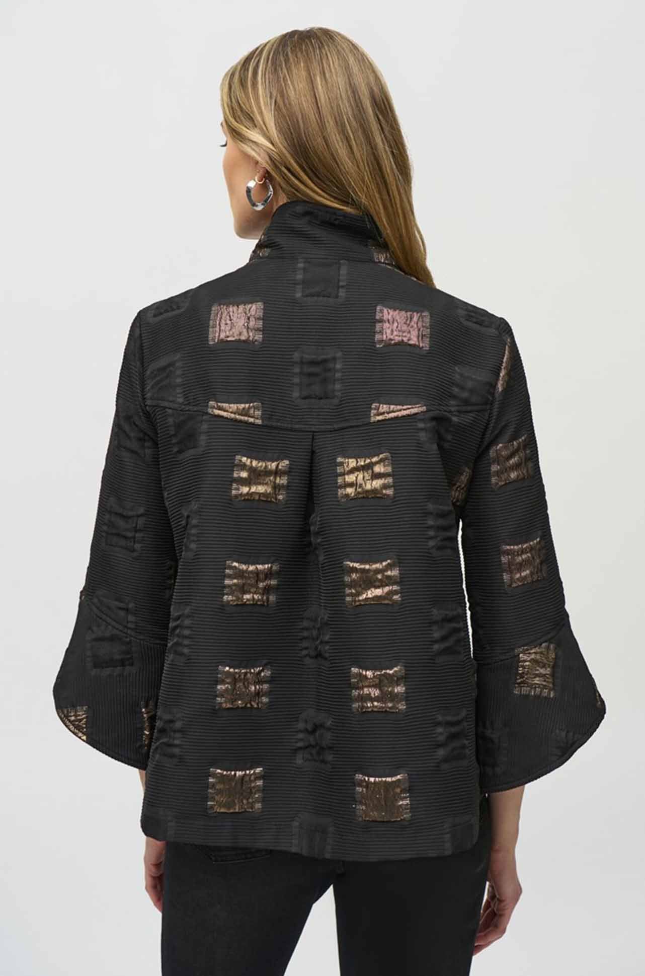 Joseph Ribkoff - Geometric Lurex Jacquard Trapeze Jacket