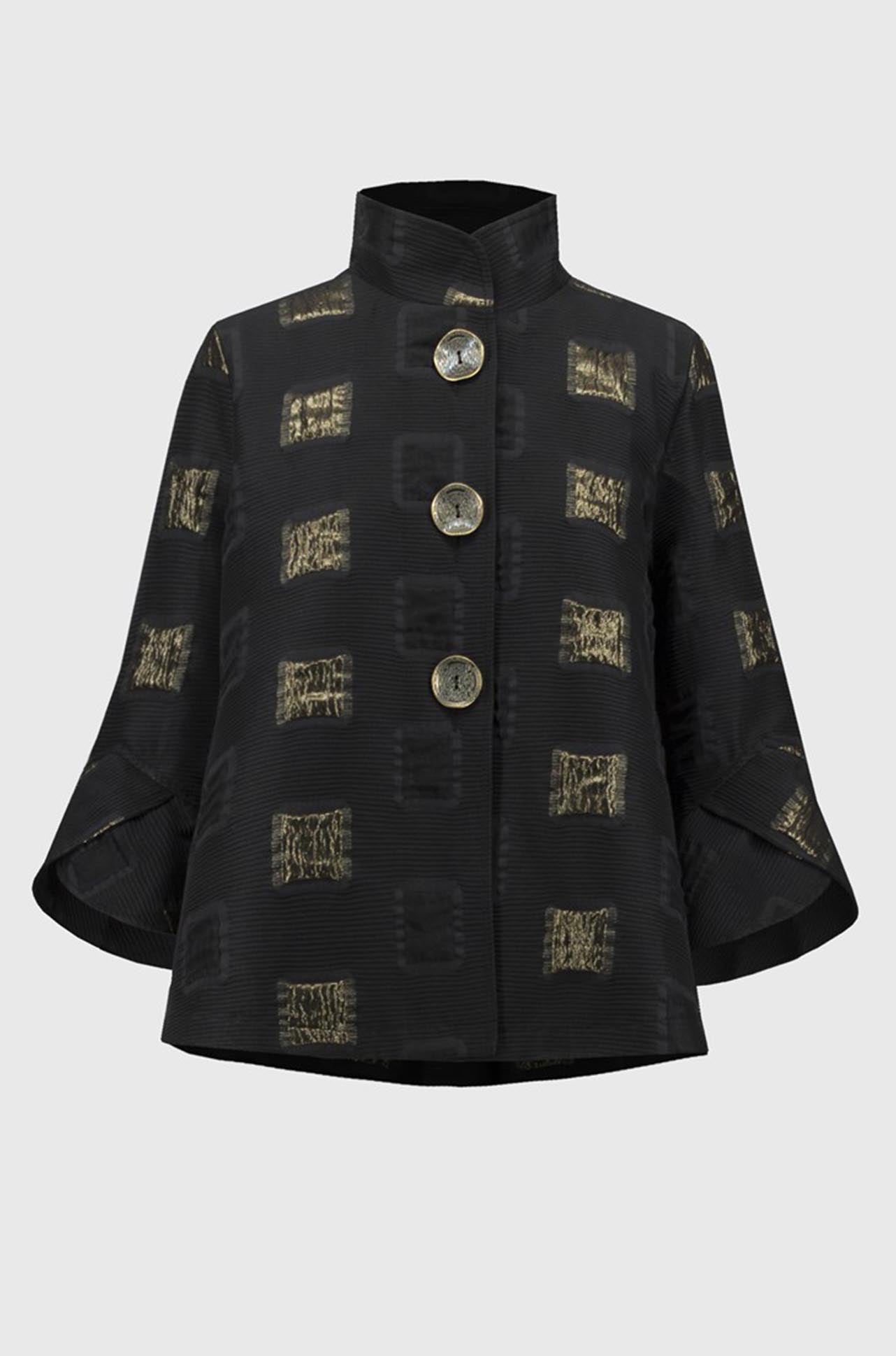 Joseph Ribkoff - Geometric Lurex Jacquard Trapeze Jacket