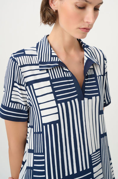 Joseph Ribkoff - Geometric Print Polo Trapeze Dress
