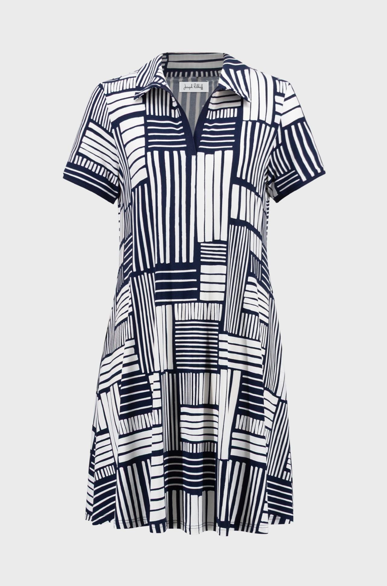 Joseph Ribkoff - Geometric Print Polo Trapeze Dress