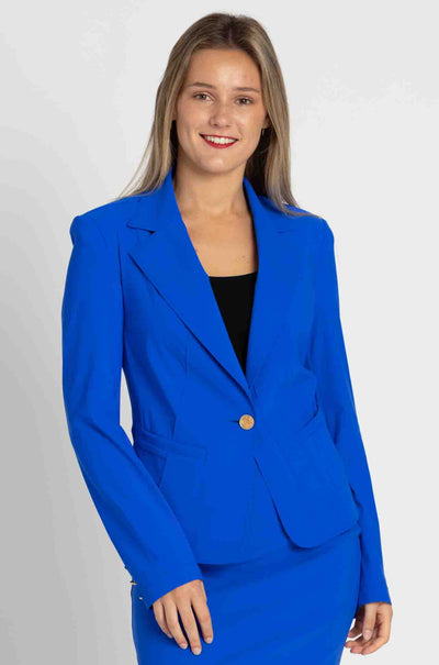 Paula Ryan - Girlfriend Jacket in Greek Blue