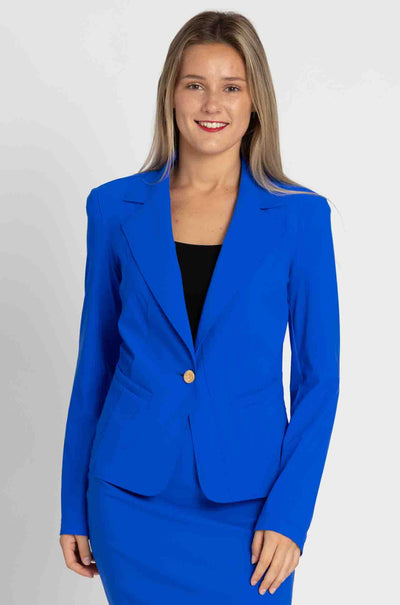 Paula Ryan - Girlfriend Jacket in Greek Blue