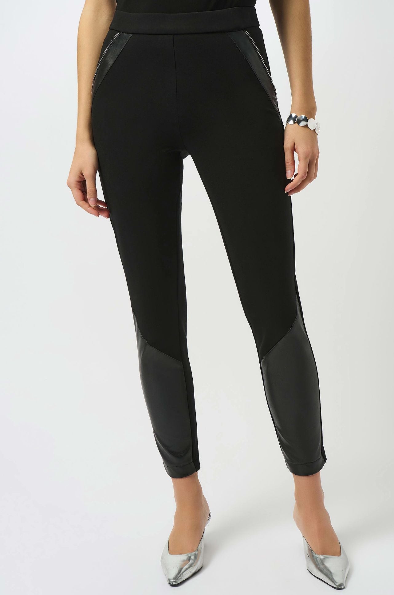 Joseph Ribkoff - Heavy Knit and Leatherette Pull On Legging