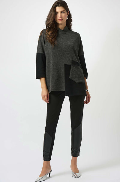 Joseph Ribkoff - Heavy Knit and Leatherette Pull On Legging