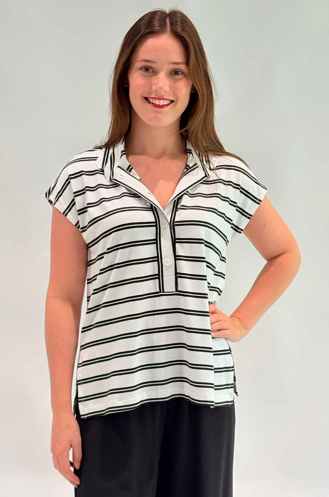 Mela Purdie - Henley Tank in Dual Stripe Jersey