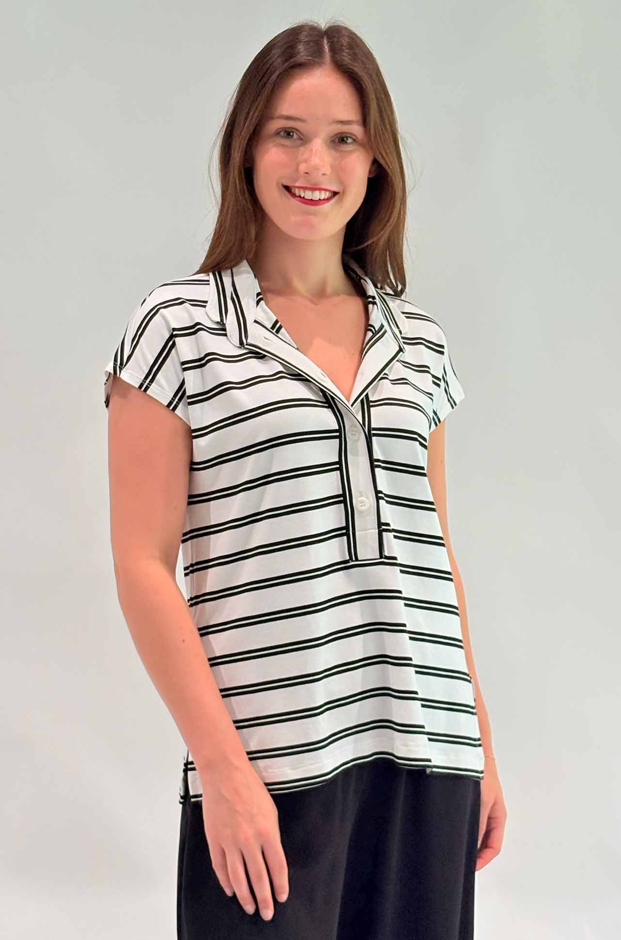 Mela Purdie - Henley Tank in Dual Stripe Jersey