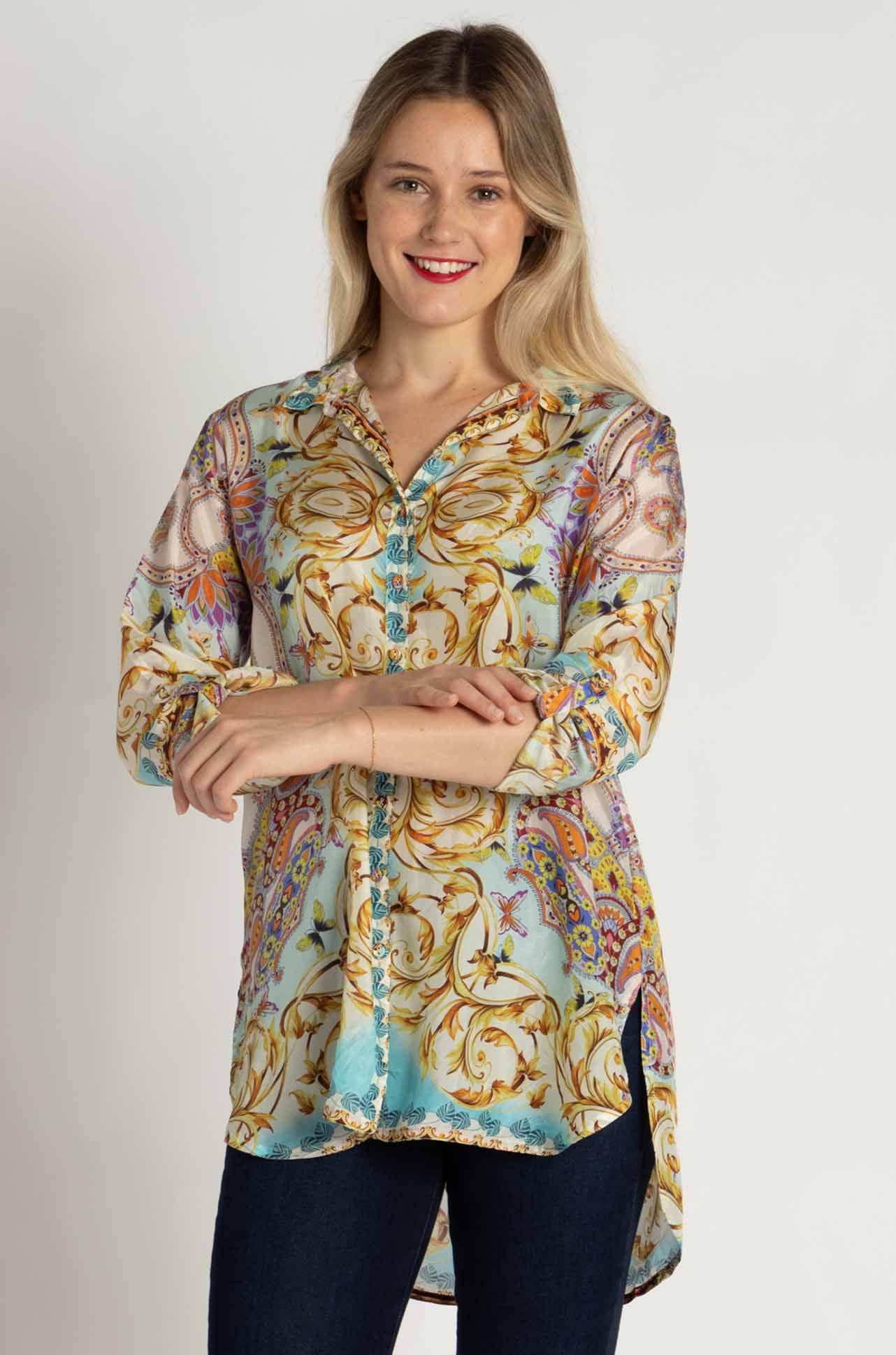 Johnny Was - Indy Tunic in Scroll Scarf Print