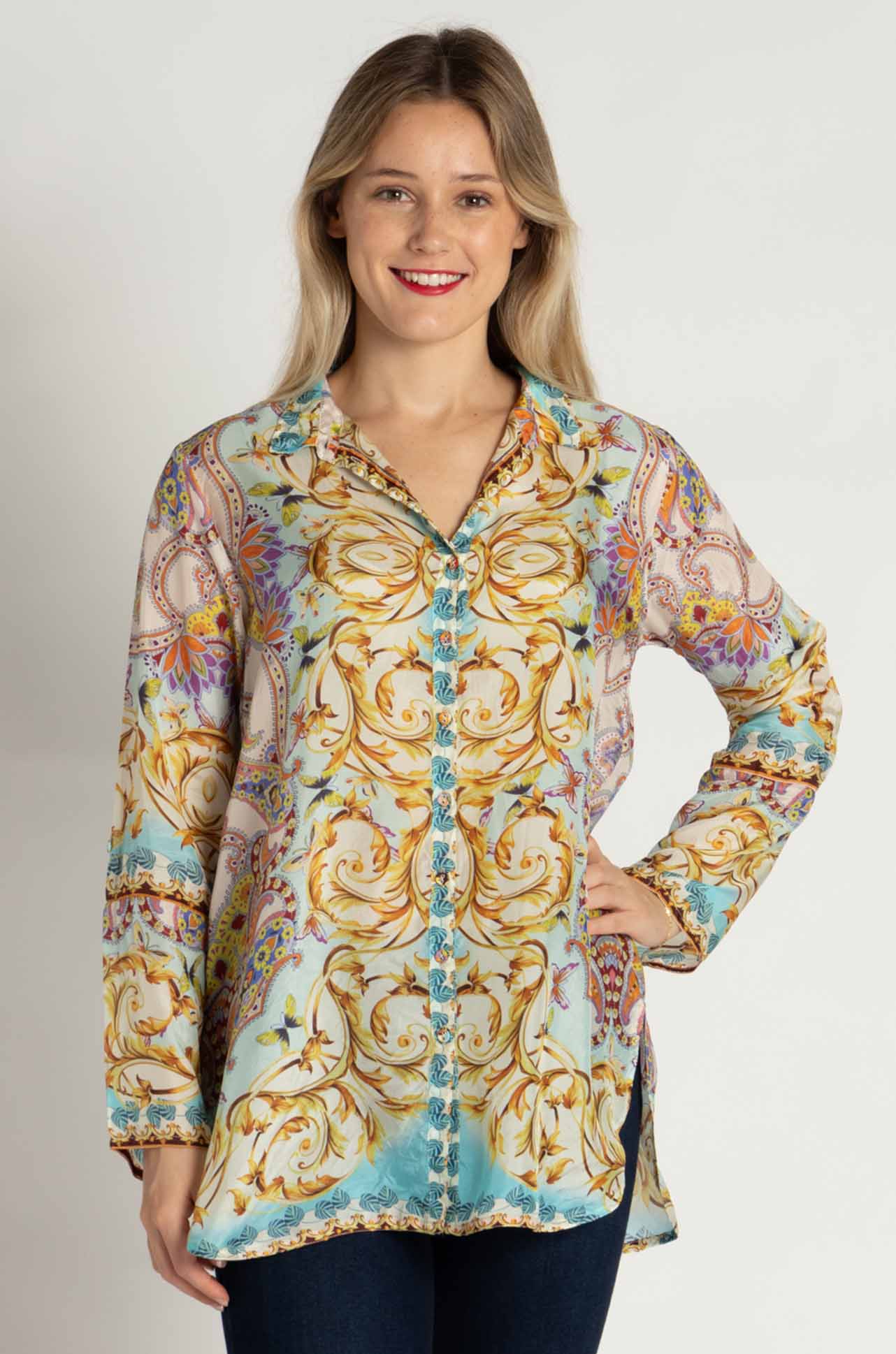 Johnny Was - Indy Tunic in Scroll Scarf Print