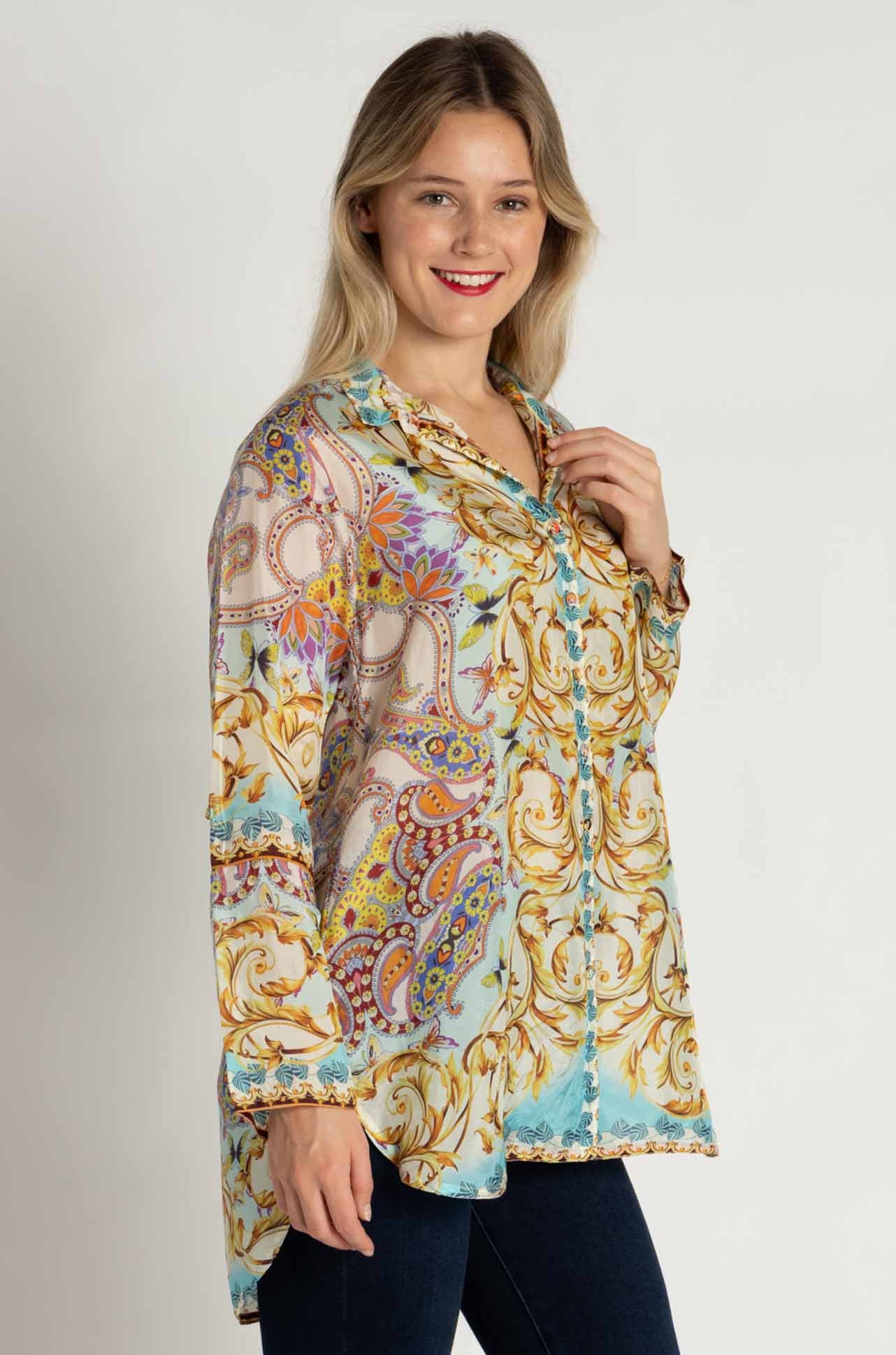Johnny Was - Indy Tunic in Scroll Scarf Print